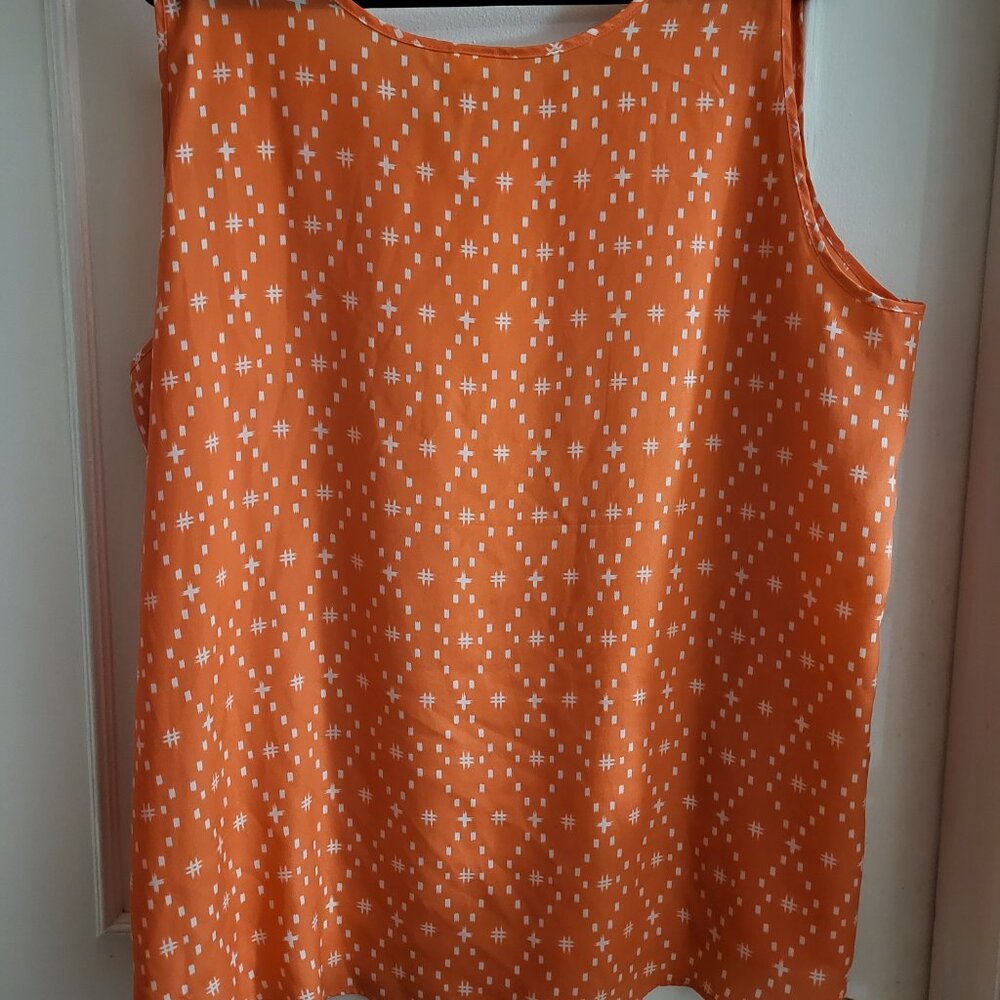 Faded Glory Orange Geometric Diamond Print Tank Top -Plus Size 22w-24w - Picture 2 of 3